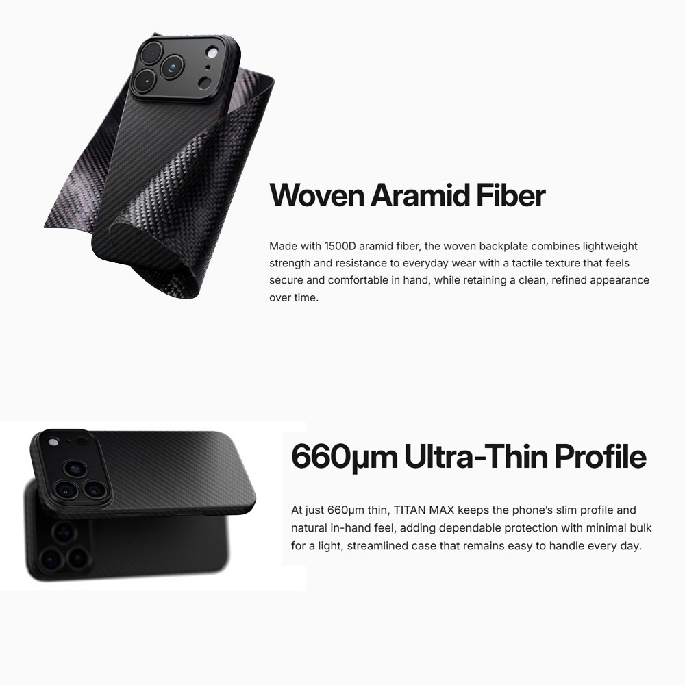 Picture of Apple iPhone 18 Pro Case | Amazingthing TITAN Max 1500D Aramid Fiber Case for iPhone 18 Pro - Black