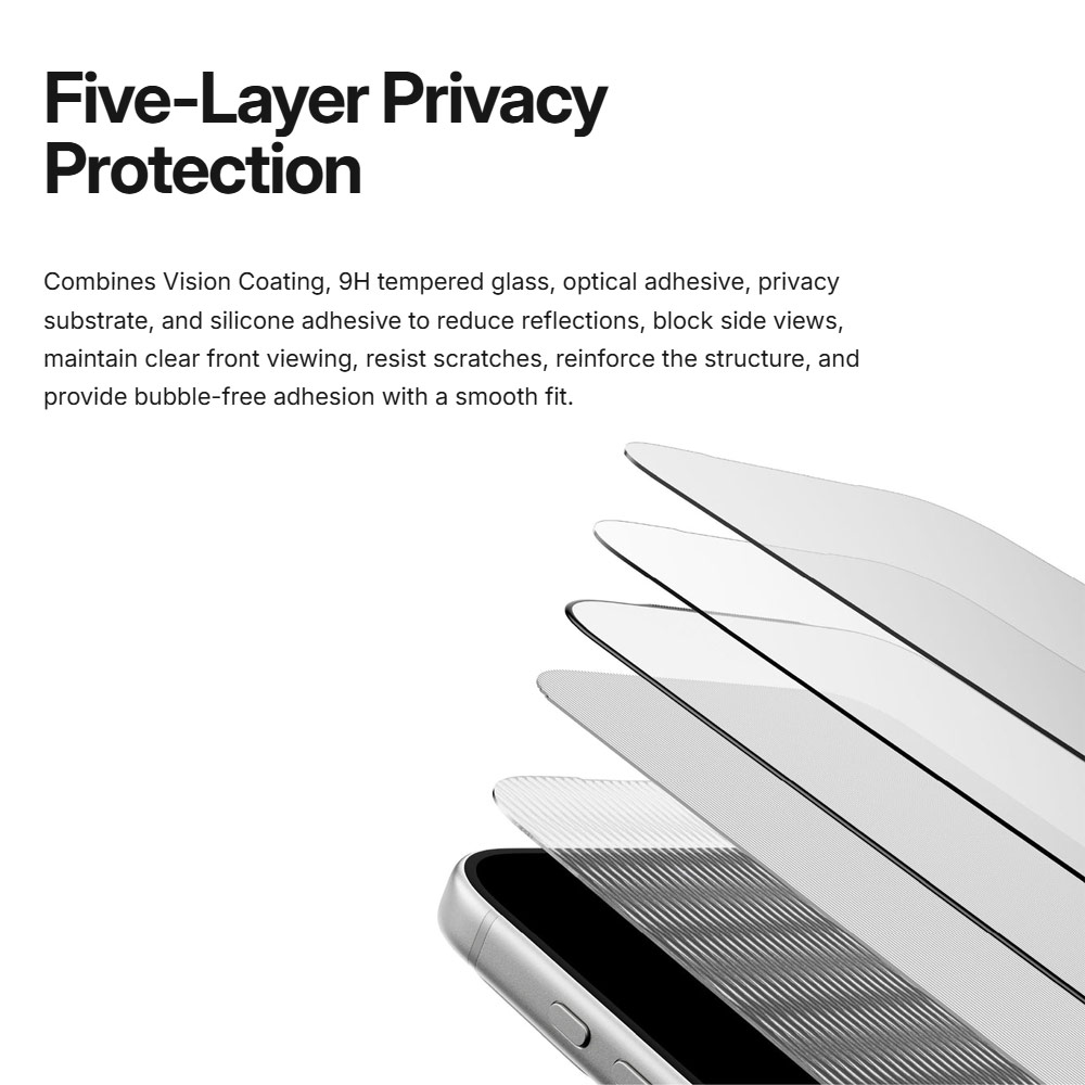 Picture of Apple iPhone 18 Pro Screen Protector | Amazingthing Titan Vision Privacy 3D Frame Full Tempered Glass Screen Protector with Dust Filter for iPhone 18 Pro - Privacy