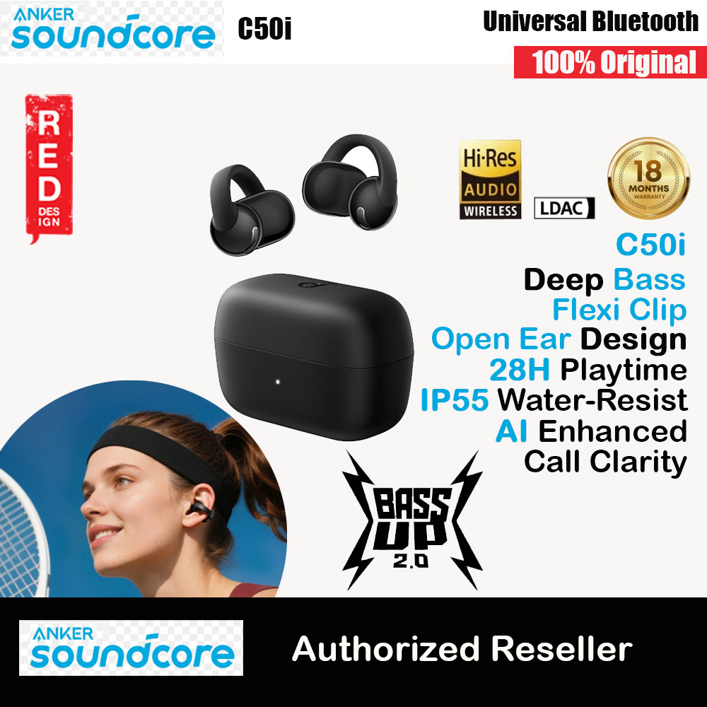 Picture of soundcore by ANKER C50i Open Ear Earbuds Clip Earphone Comfort Stable Fit Free Sport Earbud with Strong Bass Clear Call (Black) Red Design- Red Design Cases, Red Design Covers, iPad Cases and a wide selection of Red Design Accessories in Malaysia, Sabah, Sarawak and Singapore 
