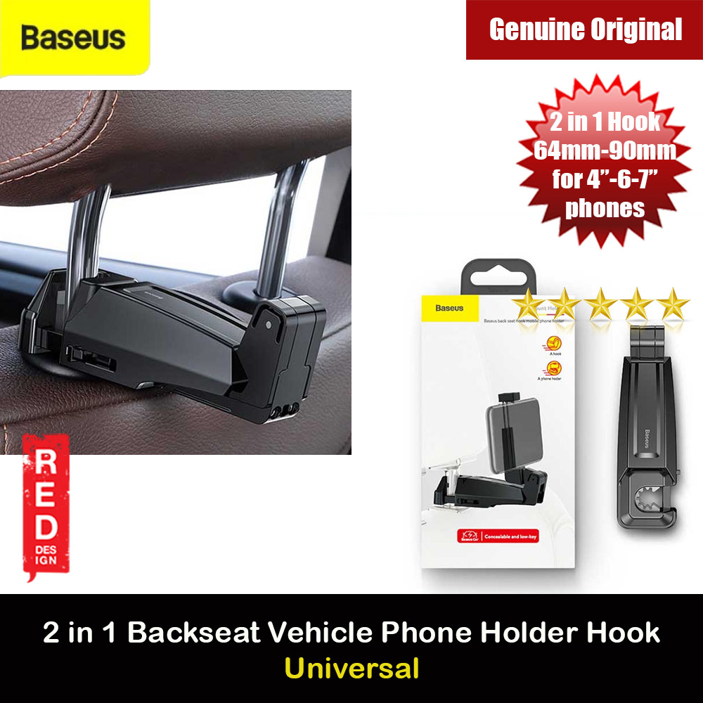 Picture of Baseus Car Backseat 2 in 1 Hook and Phone Holder Hook for iPhone 13 Pro Max 14 Pro Max Galaxy S23 Ultra (Black) Red Design- Red Design Cases, Red Design Covers, iPad Cases and a wide selection of Red Design Accessories in Malaysia, Sabah, Sarawak and Singapore 