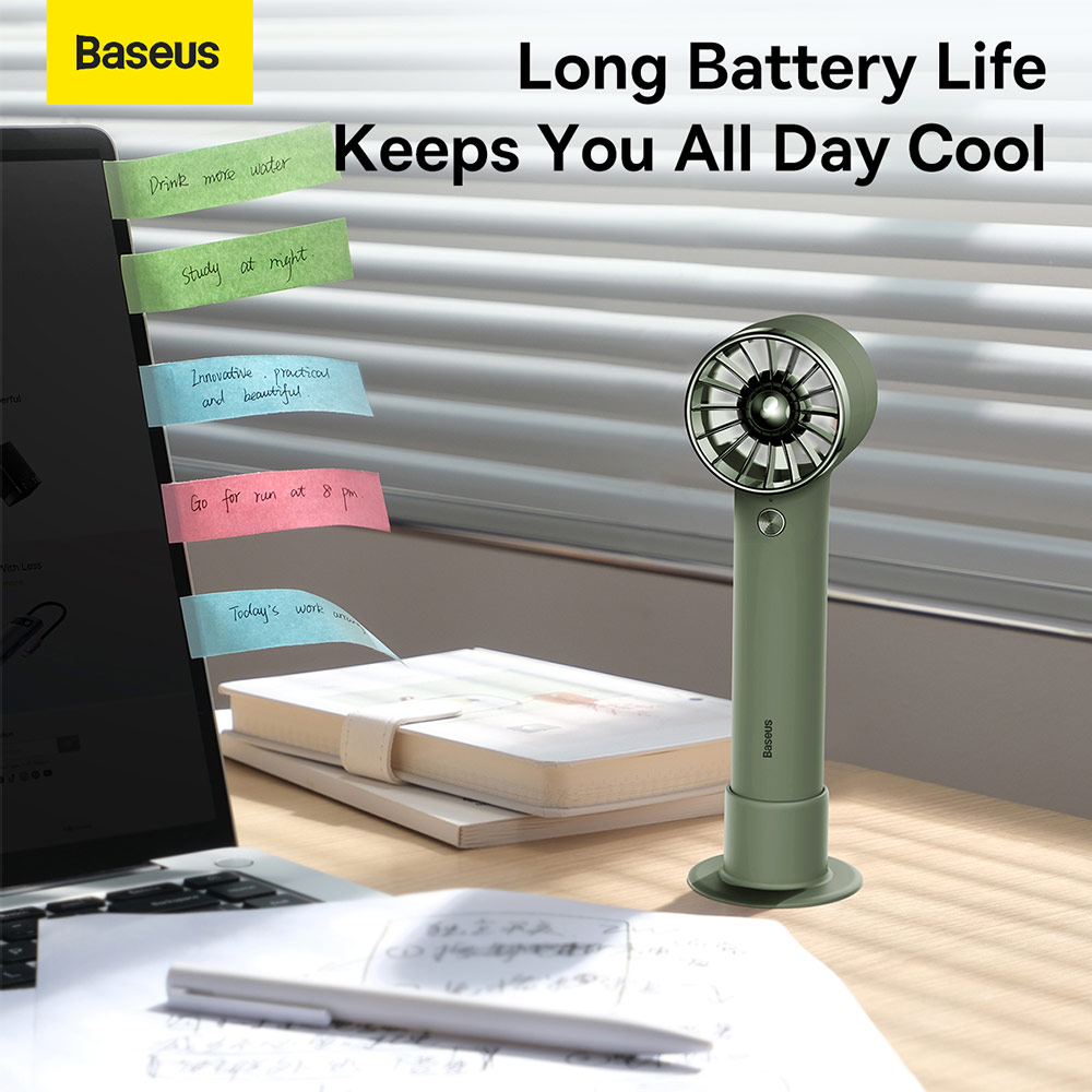 Picture of Baseus Rechargebla 2000mah Home Office Gift idea Portable Mini Size Desktop Handheld Fan Flyer Turbine Fan (Green)