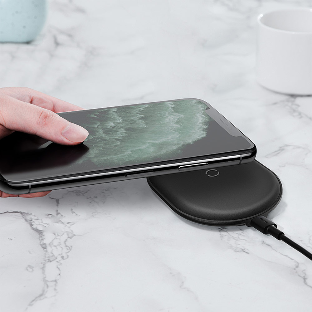 Picture of BASEUS Cobble non slip wireless charging 15W Wireless Charger Pad for Samsung Galaxy S21 Ultra Huawei Mate 30 Pro Mate 40 Pro iPhone 12 Pro Max (Black)