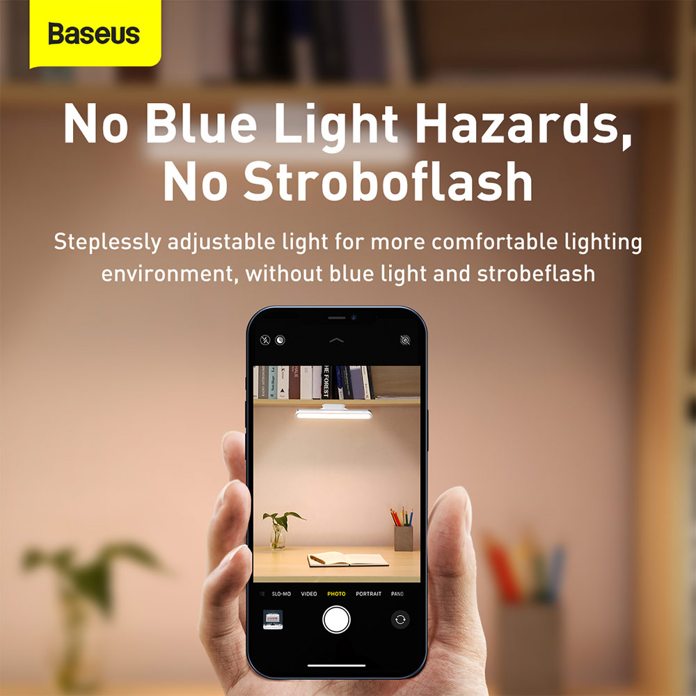 Picture of Baseus Magnetic Adjustable Brightness Color Temperature Stepless Dimming Charging Desk LED Lamp Pro (White)