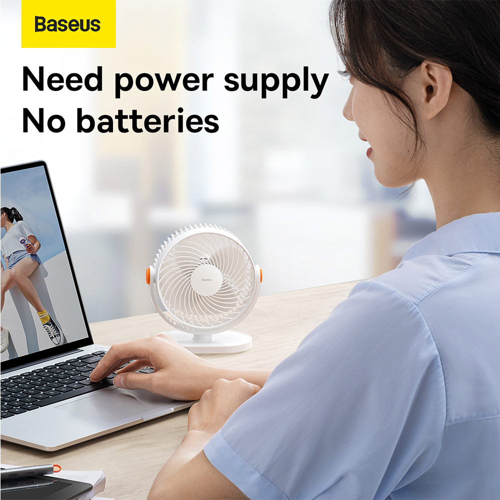 Picture of Baseus USB Mini Desktop Fan Home Office Wall Hanging Gift Idea Portable Fans (White)