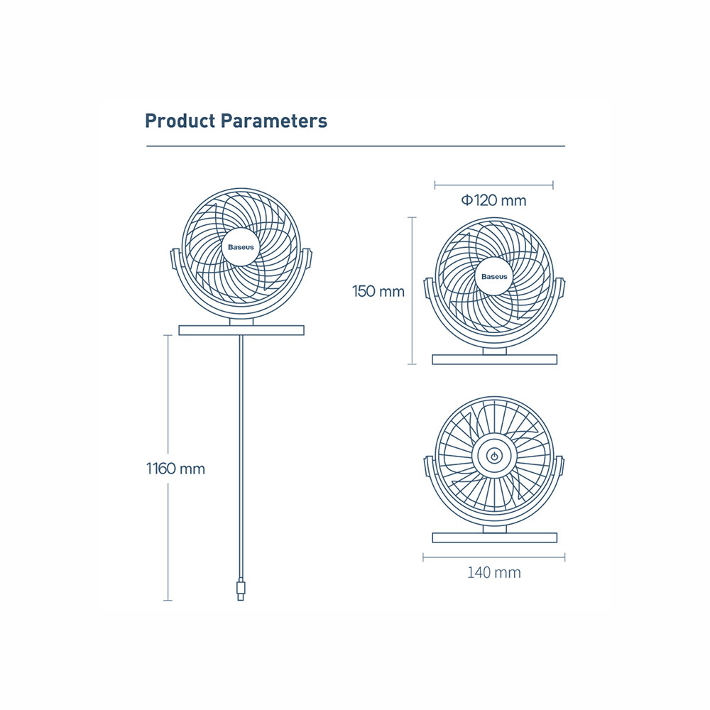 Picture of Baseus USB Mini Desktop Fan Home Office Wall Hanging Gift Idea Portable Fans (White)