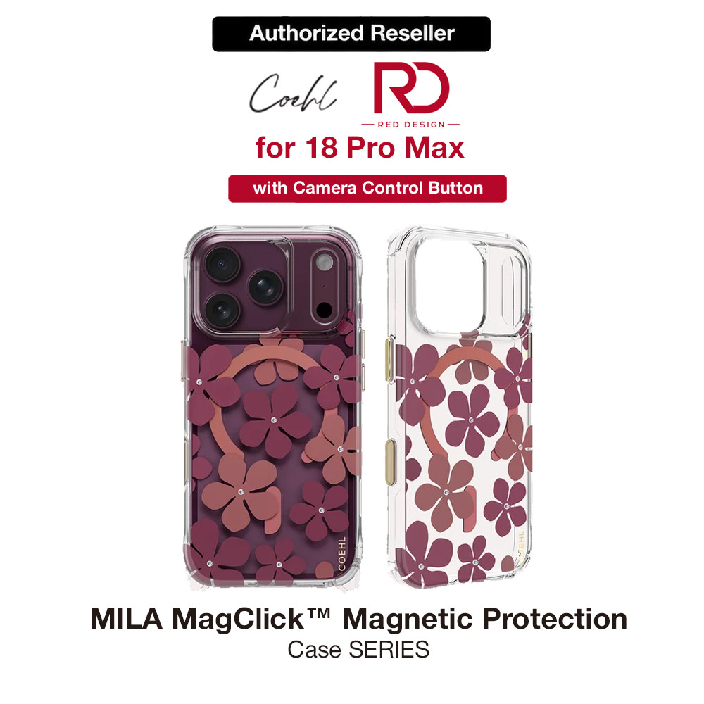 Picture of Coehl MILA MagClick Magnetic Charging Case with Camera Control Button for iPhone 18 Pro Max - Crimson Bloom Apple iPhone 18 Pro Max- Apple iPhone 18 Pro Max Cases, Apple iPhone 18 Pro Max Covers, iPad Cases and a wide selection of Apple iPhone 18 Pro Max Accessories in Malaysia, Sabah, Sarawak and Singapore