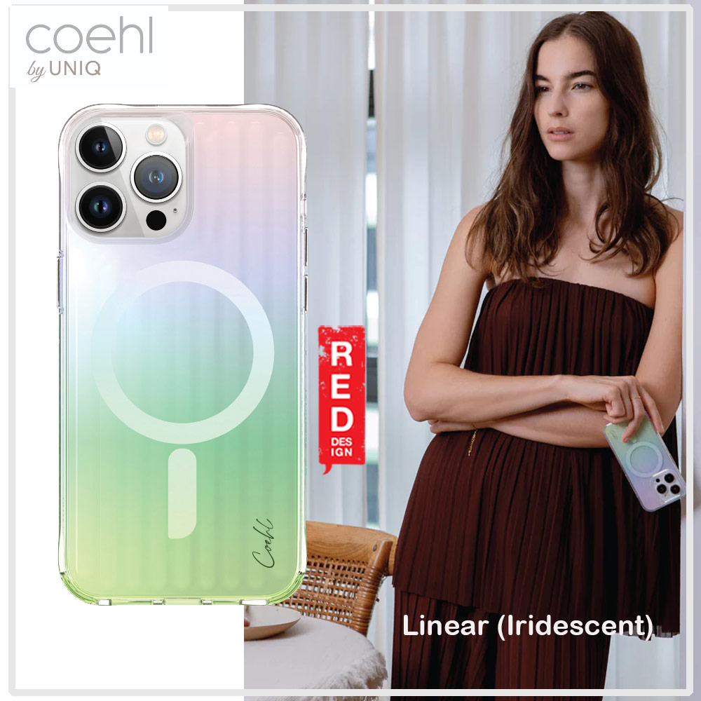 Picture of Apple iPhone 15 Pro 6.1  | Coehl by Uniq Design for Modern Women Girl Lady Magnetic Charging Compatible for iPhone 15 Pro 6.1 (Linear Iridescent)