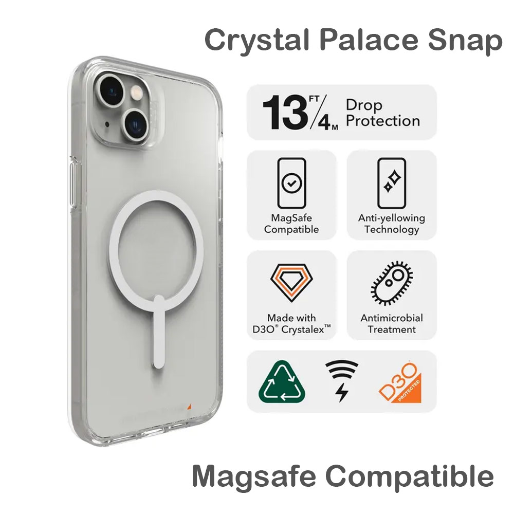 Picture of Apple iPhone 14 6.1 Case | Gear4 Crystal Palace Snap D30 Drop Protection Case with Magsafe Compatible for iPhone 14 6.1 (Clear)