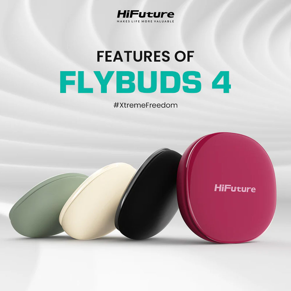 Picture of HiFuture Flybuds4 Ai Bluetooth 5.4 Comfort Fit TWS Earbuds Waterproof with ANC Noise Cancellation Ultra Bass Long Hours(Hot Pink)