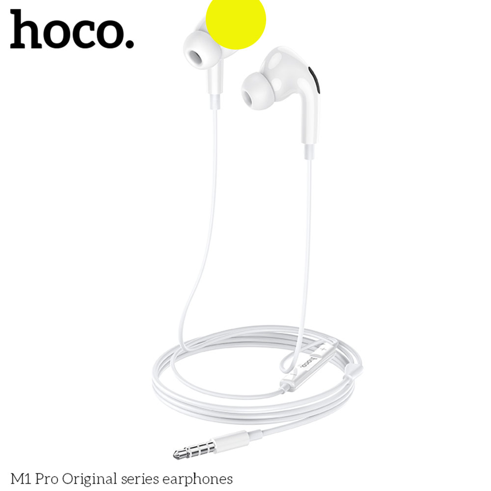 Picture of Hoco M1 Pro Stereo Wired  Earphone In Ear Sport Earphones with mic for xiaomi iPhone Samsung Headset Laptop Computer Table 3.5mm Interface (White)