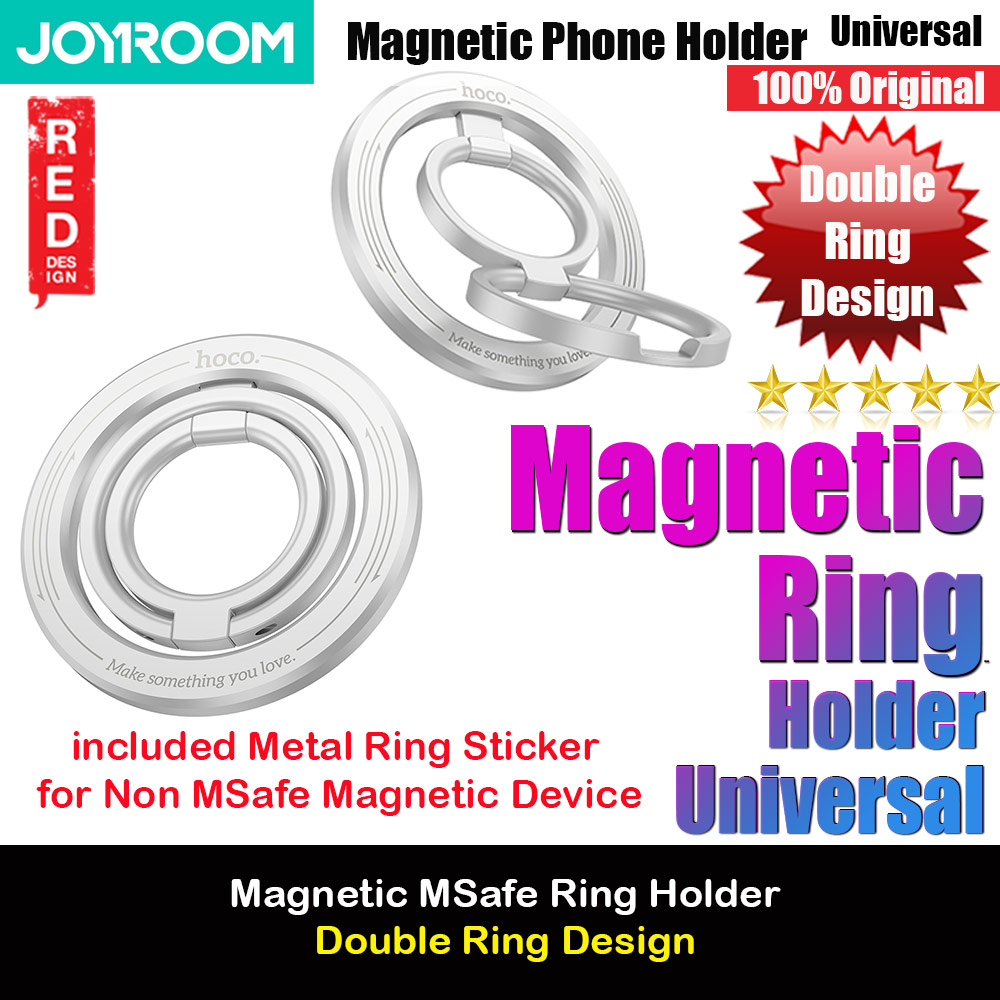 Picture of Hoco Magnetic MSafe Ring Holder Phone Grip and Kickstand Stand Double Ring Design Vertical Stand (Silver) Red Design- Red Design Cases, Red Design Covers, iPad Cases and a wide selection of Red Design Accessories in Malaysia, Sabah, Sarawak and Singapore 