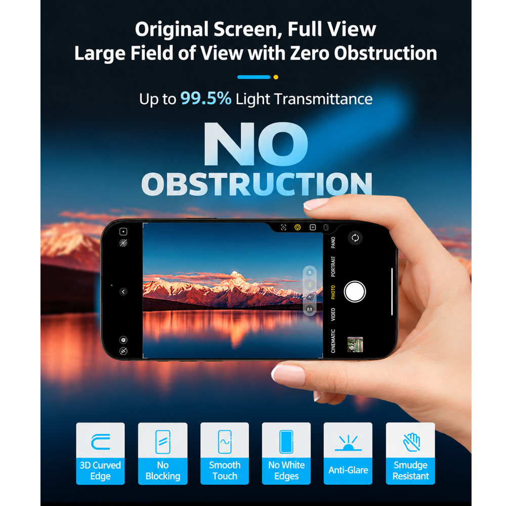 Picture of Apple iPhone 18 Pro Screen Protector | Hoda 3D Anti Reflection Matte Tempered Glass Screen Protector for iPhone 18 Pro Dust Free Helper included - Matte