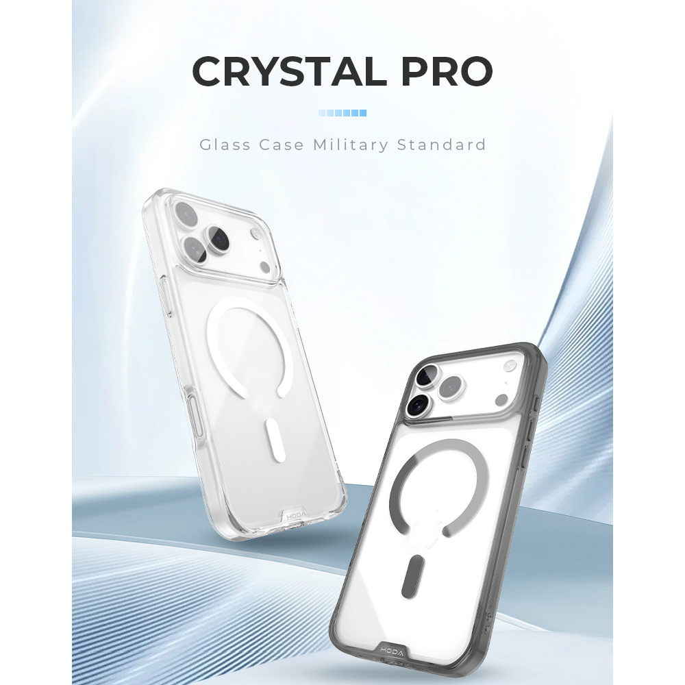 Picture of Apple iPhone 18 Pro Case | Hoda Crystal Pro Case with Military Standard MagSafe Enhanced with PureSurface TM with Camera Button for iPhone 18 Pro - Clear