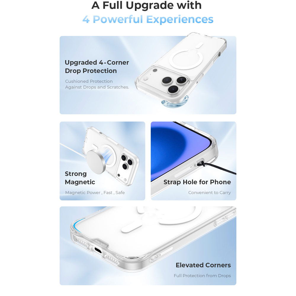 Picture of Apple iPhone 18 Pro Case | Hoda Crystal Pro Case with Military Standard MagSafe Enhanced with PureSurface TM with Camera Button for iPhone 18 Pro - Clear