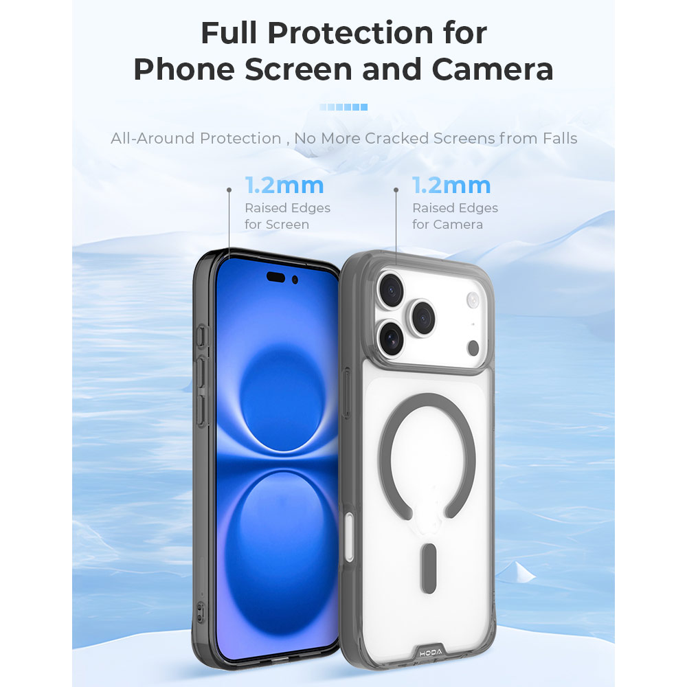 Picture of Apple iPhone 18 Pro Case | Hoda Crystal Pro Case with Military Standard MagSafe Enhanced with PureSurface TM with Camera Button for iPhone 18 Pro - Clear