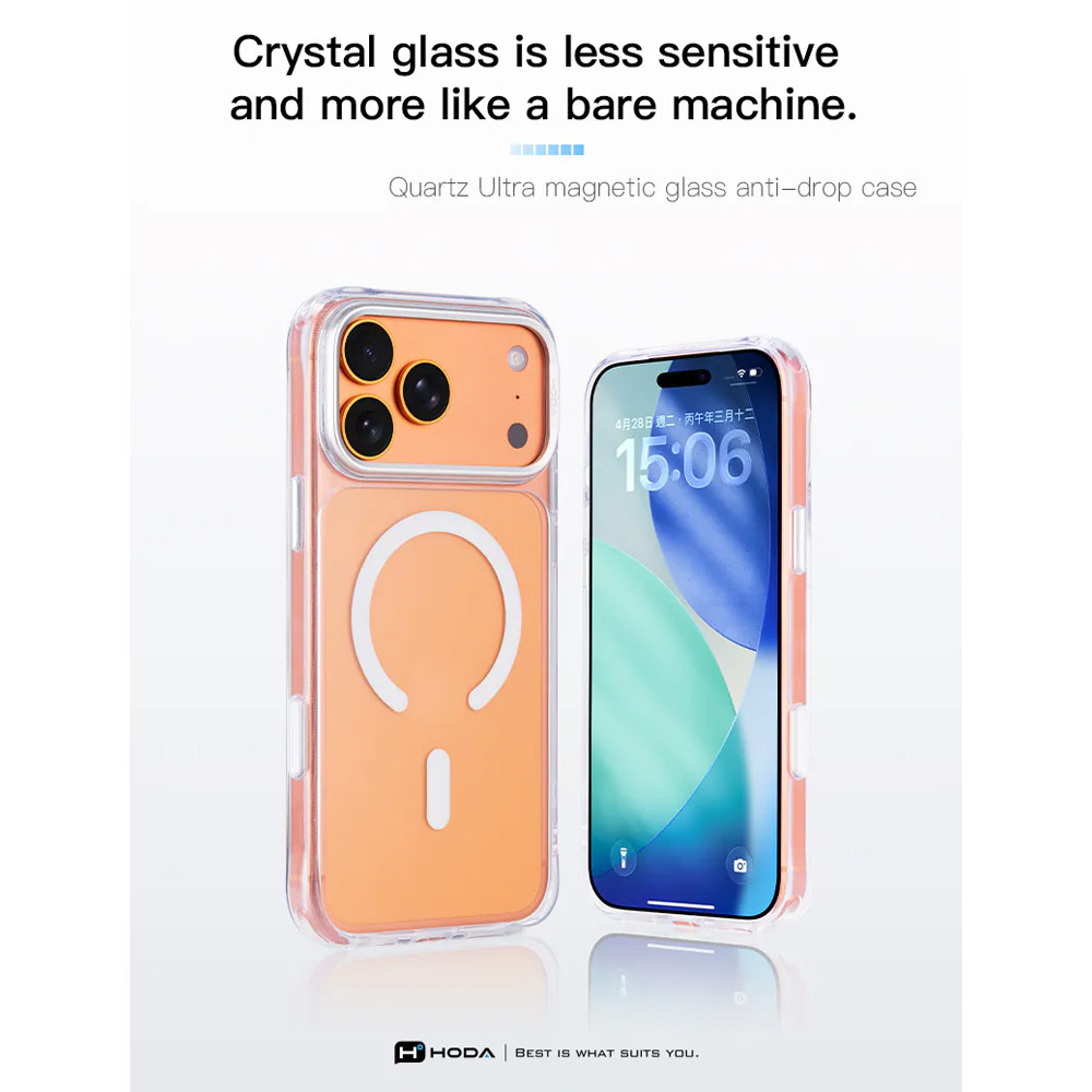 Picture of Apple iPhone 18 Pro Case | Hoda Crystal Ultra Case with Military Standard MagSafe Pure Surface TM with Camera Button for iPhone 18 Pro - Clear