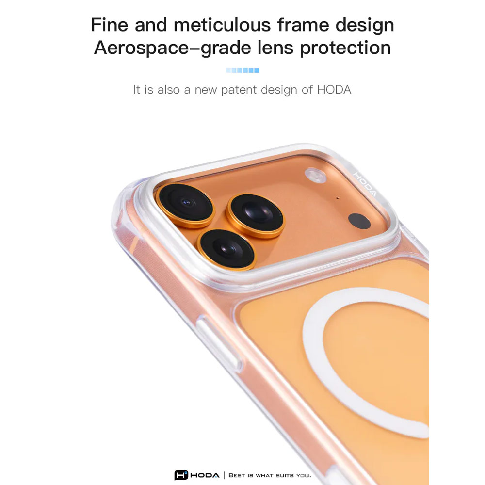 Picture of Apple iPhone 18 Pro Case | Hoda Crystal Ultra Case with Military Standard MagSafe Pure Surface TM with Camera Button for iPhone 18 Pro - Clear