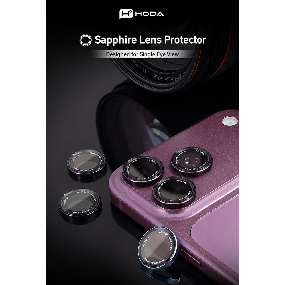 Picture of Apple iPhone 18 Pro Max  | Hoda Sapphire Lens Protector (Monocular Like Design) for iPhone 18 Pro |18 Pro Max - Black (3PCS)