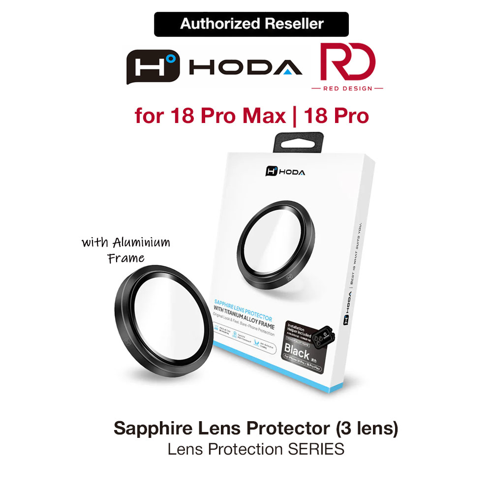 Picture of Apple iPhone 18 Pro Max | Hoda Sapphire Lens Protector for iPhone 18 Pro | 18 Pro Max with Helper - Black Titanium (3 Lens)