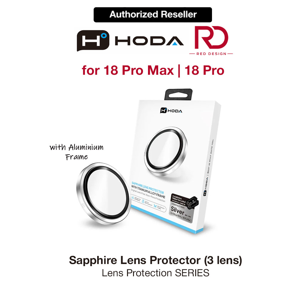 Picture of Apple iPhone 18 Pro Max | Hoda Sapphire Lens Protector for iPhone 18 Pro | 18 Pro Max with Helper - Silver Titanium (3 Lens)