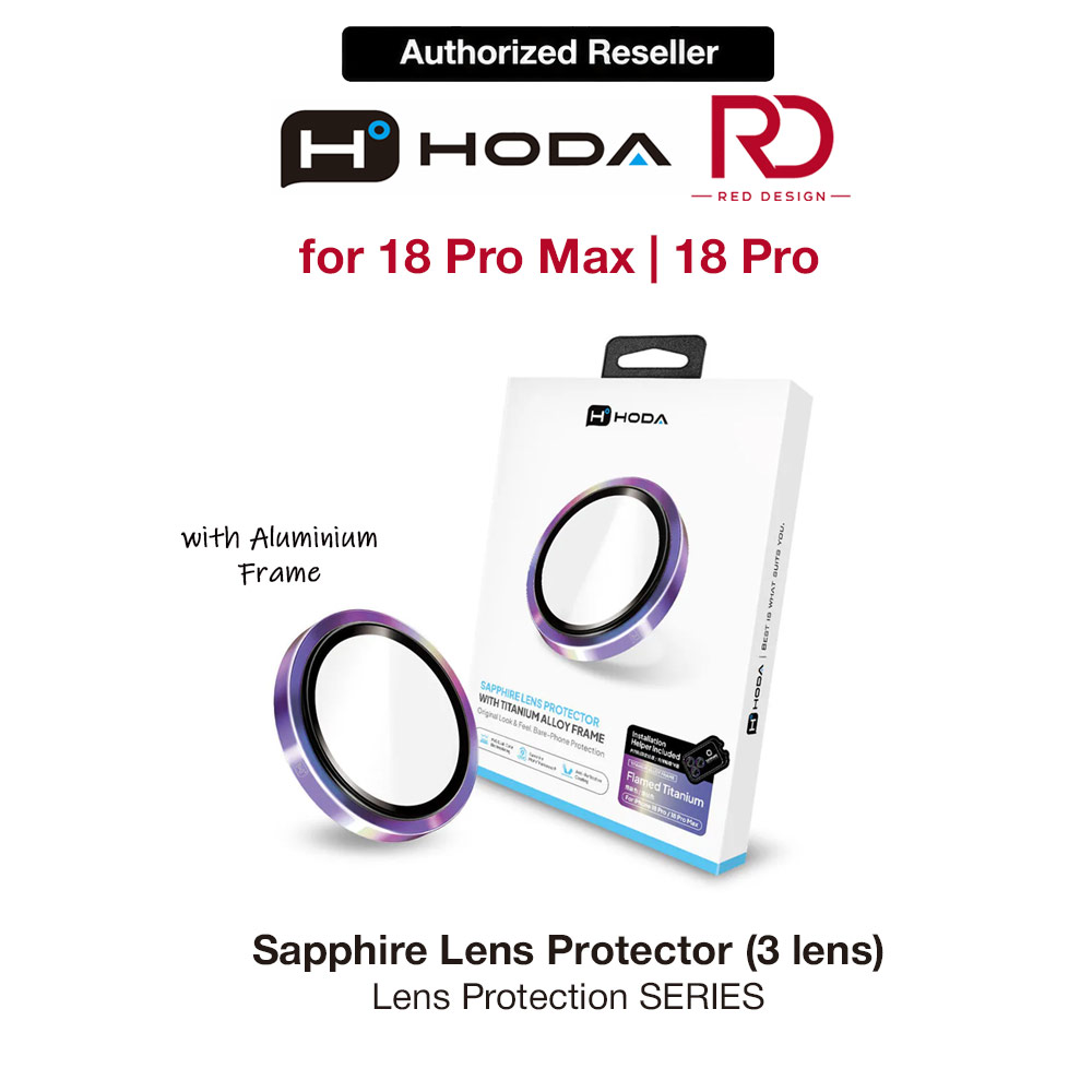 Picture of Apple iPhone 18 Pro Max | Hoda Sapphire Lens Protector for iPhone 18 Pro | 18 Pro Max with Helper - Flamed Titanium (3 Lens)