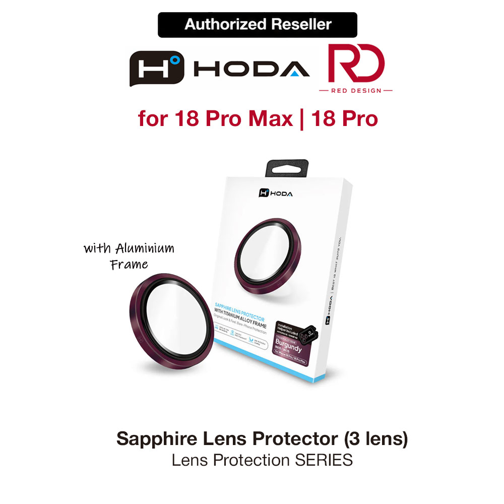 Picture of Apple iPhone 18 Pro Max | Hoda Sapphire Lens Protector for iPhone 18 Pro | 18 Pro Max with Helper - Red (3 Lens)