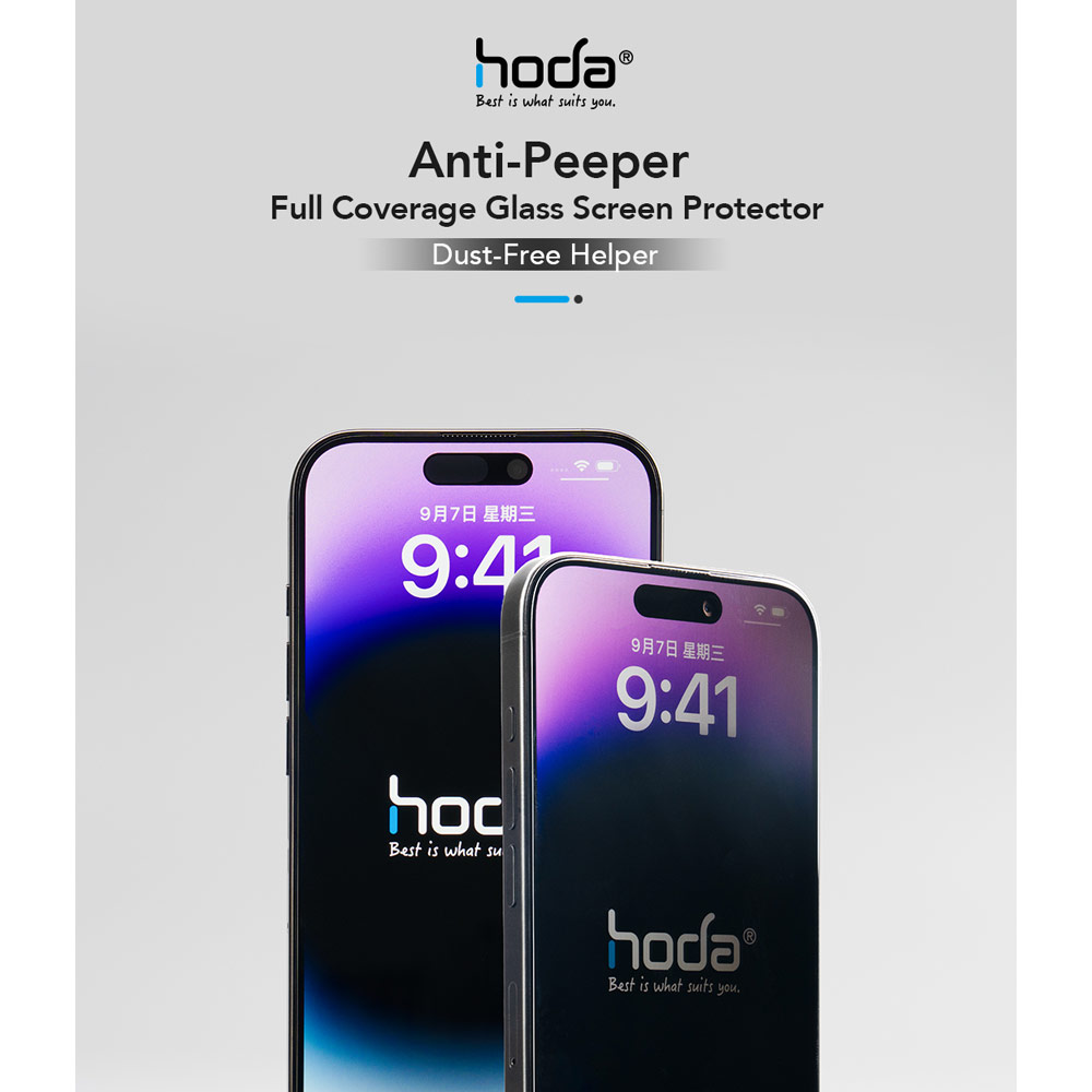 Picture of Apple iPhone 15 6.1 Screen Protector | Hoda 0.33mm 2.5D Full Coverage Anti Peep Tempered Glass Screen Protector for iPhone 16 6.1 iPhone 15  6.1 (Privacy)