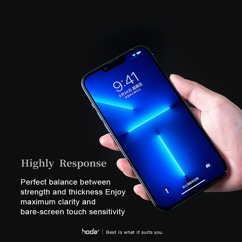 Picture of Apple iPhone 13 6.1 Screen Protector | Hoda 0.33mm 2.5D Full Coverage Tempered Glass Screen Protector for Apple iPhone 13 iPhone 13 Pro 6.1 (Anti Reflection)