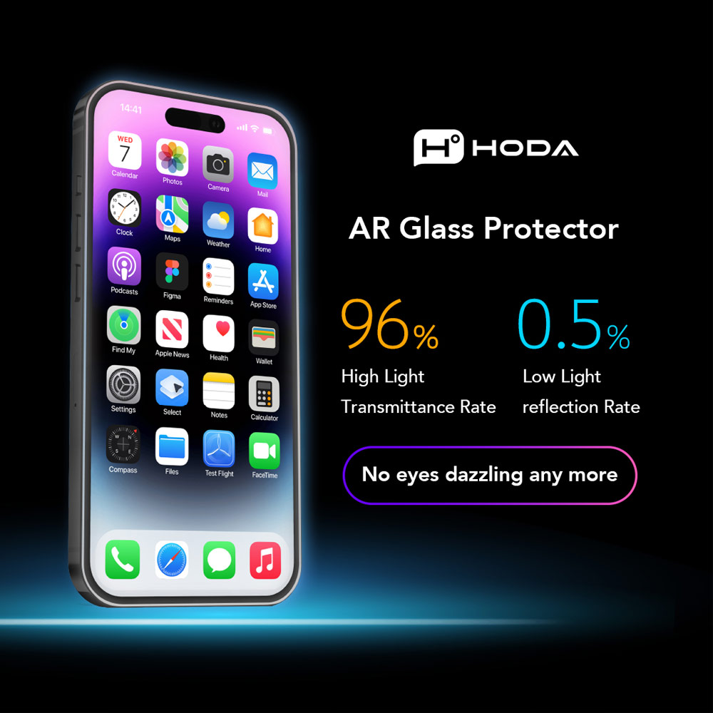 Picture of Apple iPhone 18 Pro Screen Protector | Hoda Matte Anti-Peeper Privacy 2ways with Anti Reflection Full Coverage Tempered Glass Screen Protector for iPhone 18 Pro DustFree Helper Lite Included - Privacy Matte