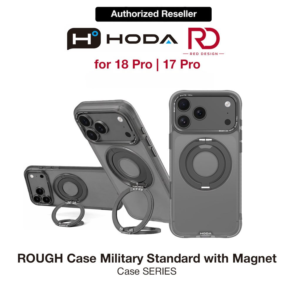 Picture of Hoda ROUGH Case Magnet with 360° foldable rotating ring-holder stand Enhanced with PureSurfaceTM for iPhone 18 Pro 17 Pro - Black Apple iPhone 17 Pro 6.3- Apple iPhone 17 Pro 6.3 Cases, Apple iPhone 17 Pro 6.3 Covers, iPad Cases and a wide selection of Apple iPhone 17 Pro 6.3 Accessories in Malaysia, Sabah, Sarawak and Singapore 