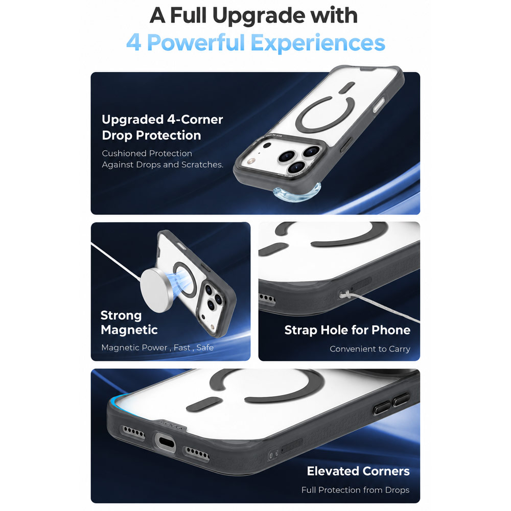 Picture of Apple iPhone 18 Pro Case | Hoda ROUGH Case Military Standard MagSafe Enhanced with PureSurfaceTM with Camera Button for  iPhone 18 Pro - Matte