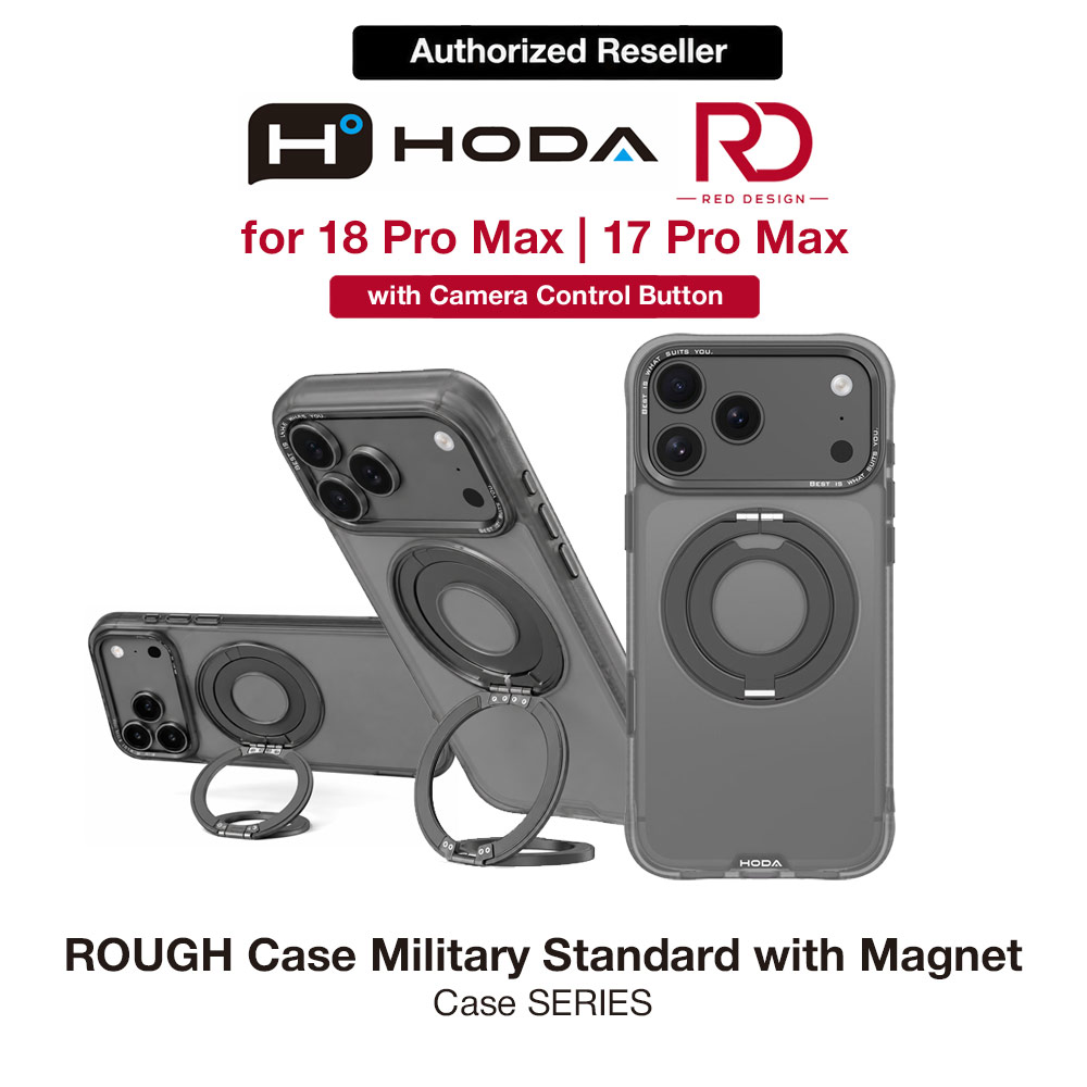 Picture of Hoda ROUGH Case Magnet with 360° foldable rotating ring-holder stand Enhanced with PureSurfaceTM with Camera Button for iPhone 18 Pro Max 17 Pro Max - Black Apple iPhone 18 Pro Max- Apple iPhone 18 Pro Max Cases, Apple iPhone 18 Pro Max Covers, iPad Cases and a wide selection of Apple iPhone 18 Pro Max Accessories in Malaysia, Sabah, Sarawak and Singapore