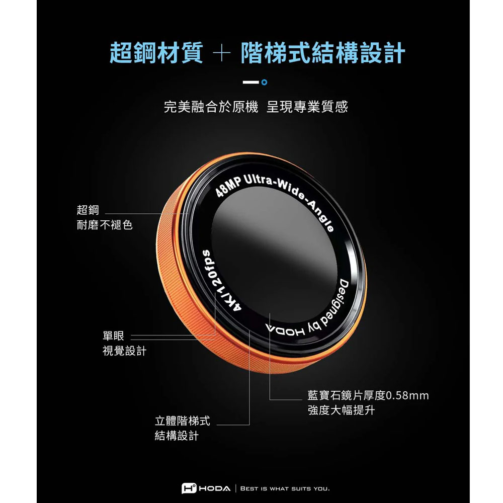 Picture of Apple iPhone 17 Pro 6.3 | Hoda Sapphire Lens Protector Monocular Like Design for iPhone 17 Pro Max 6.9 17 Pro 6.3 (3PCS Orange)