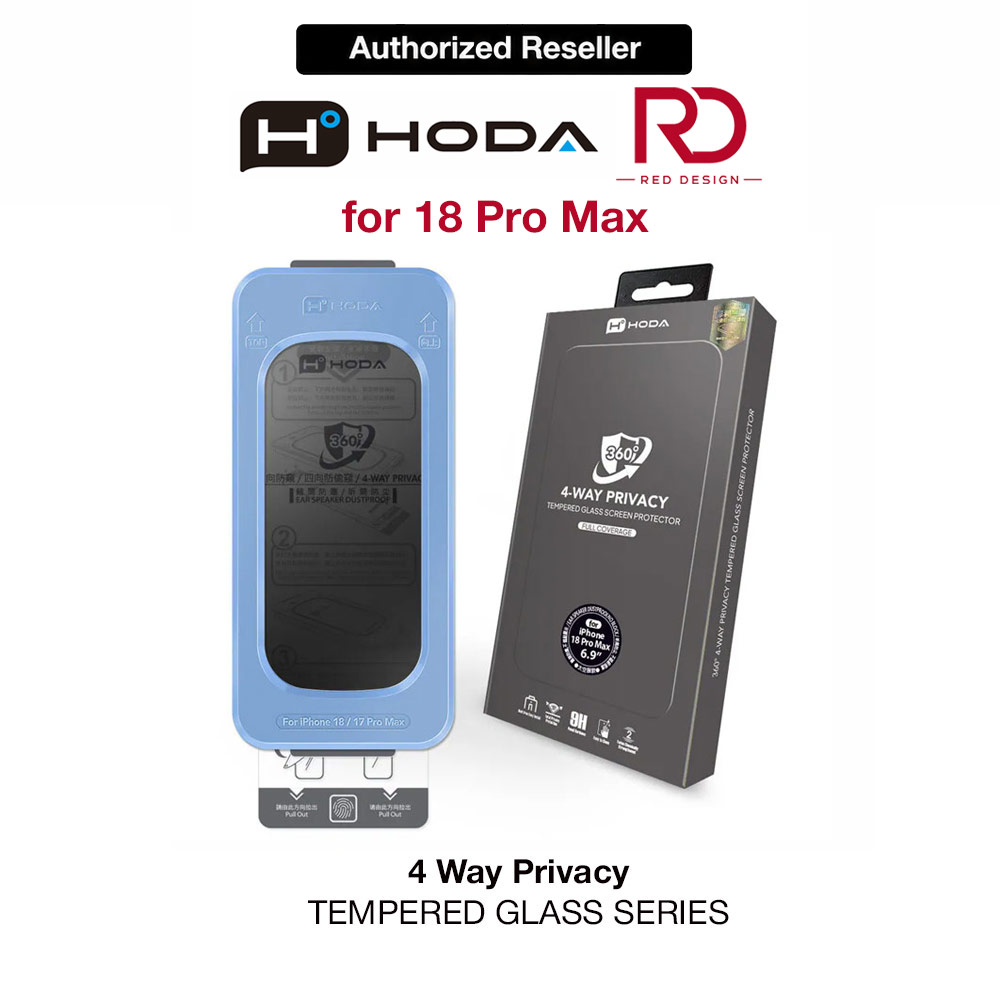 Picture of Apple iPhone 18 Pro Max Screen Protector | Hoda Full Coverage Tempered Glass Screen Protector for iPhone 18 Pro Max with Dust-Free Helper - Privacy 4 ways
