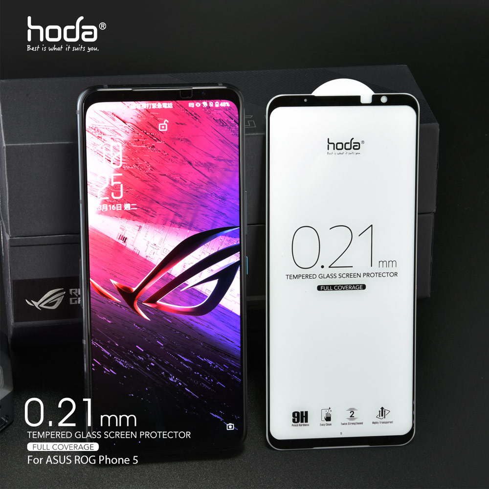 Picture of ASUS ROG Phone 5 Pro Screen Protector | Hoda 0.21mm Evolution Strengthened Edge Full Coverage Glass Screen Protector 9H Tempered Glass for Asus Rog Phone 5 Pro Rog Phone 5 Ultimate  (0.21 mm Strengthen Edge Black)