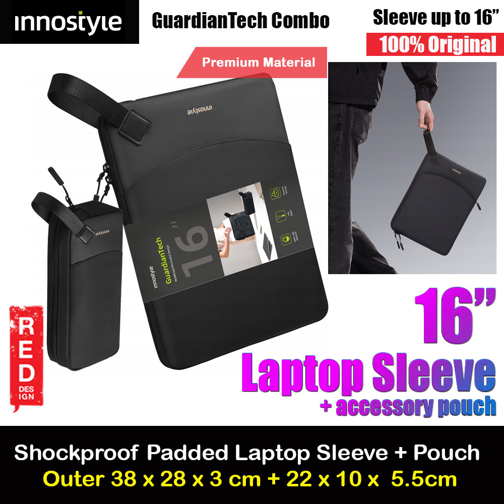 Picture of Innostyle Guardian Tech Sleeve Shock Proof Laptop Notebook Sleeve with accessories pouch for up to 16 inches Laptop (Black) Red Design- Red Design Cases, Red Design Covers, iPad Cases and a wide selection of Red Design Accessories in Malaysia, Sabah, Sarawak and Singapore 