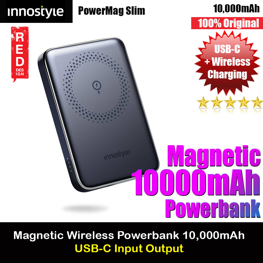 Picture of Innostyle PowerMag Slim Magnetic Wireless Charging with USB-C input output Fast Charge PowerBank  (Black) Red Design- Red Design Cases, Red Design Covers, iPad Cases and a wide selection of Red Design Accessories in Malaysia, Sabah, Sarawak and Singapore 