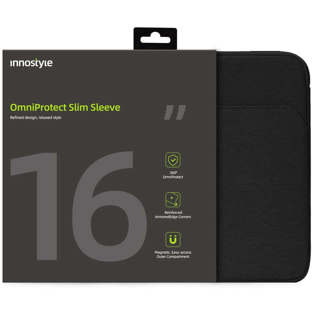 Picture of Innostyle Omiprotect Series Shock Proof Laptop Notebook Sleeve with Front Compartment for up to 16 inches Laptop (Black)