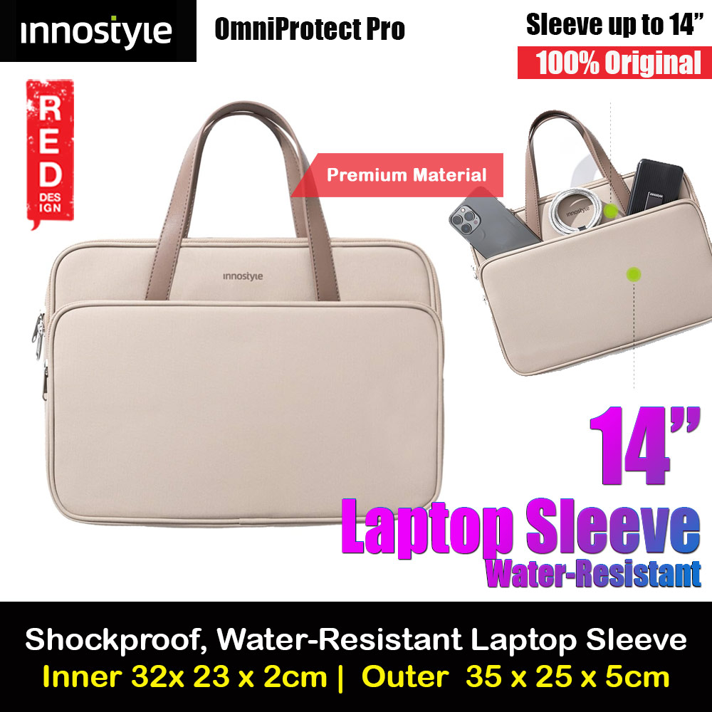 Picture of Innostyle Omiprotect Pro Series Shock Proof Laptop Notebook Hand Carry Sleeve with Front Compartment for up to 14 inches Laptop (Khaki) Red Design- Red Design Cases, Red Design Covers, iPad Cases and a wide selection of Red Design Accessories in Malaysia, Sabah, Sarawak and Singapore 