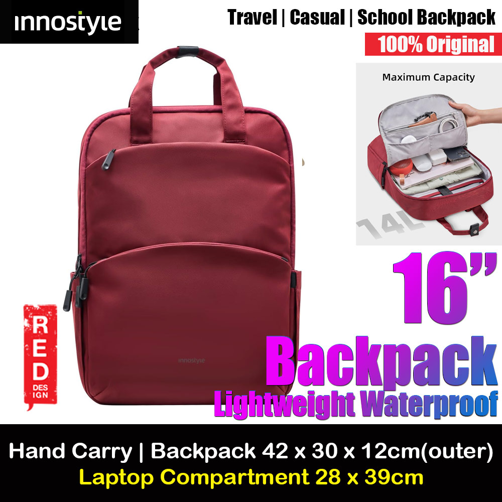 Picture of Innostyle ColorLite Series Lightweight Waterproof Hand Carry Travel Backpack for laptop up to 16" (Deep Red) Red Design- Red Design Cases, Red Design Covers, iPad Cases and a wide selection of Red Design Accessories in Malaysia, Sabah, Sarawak and Singapore 