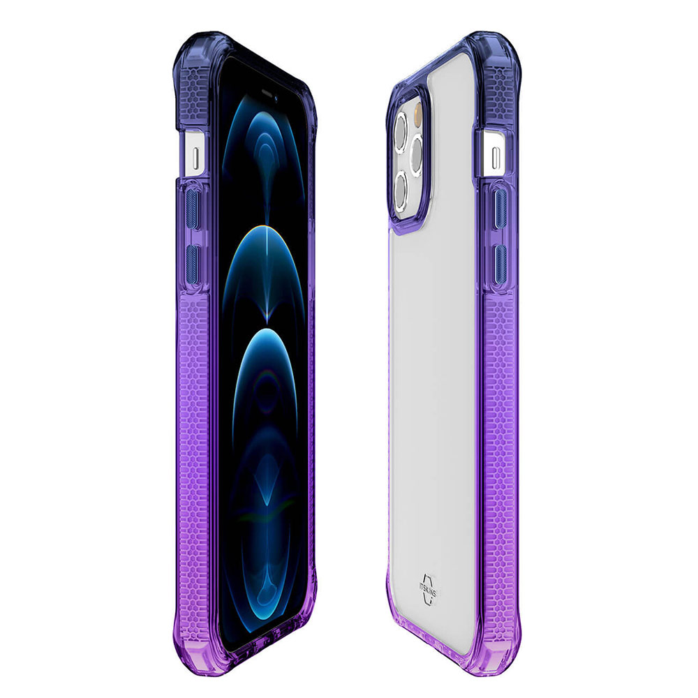 Picture of Apple iPhone 12 6.1 Case | ITSKINS SUPREME CLEAR  ANTIMICROBIAL Certified Extreme Impact Protection Case for Apple iPhone 12 iPhone 12 Pro 6.1 (Deep blue and light purple)