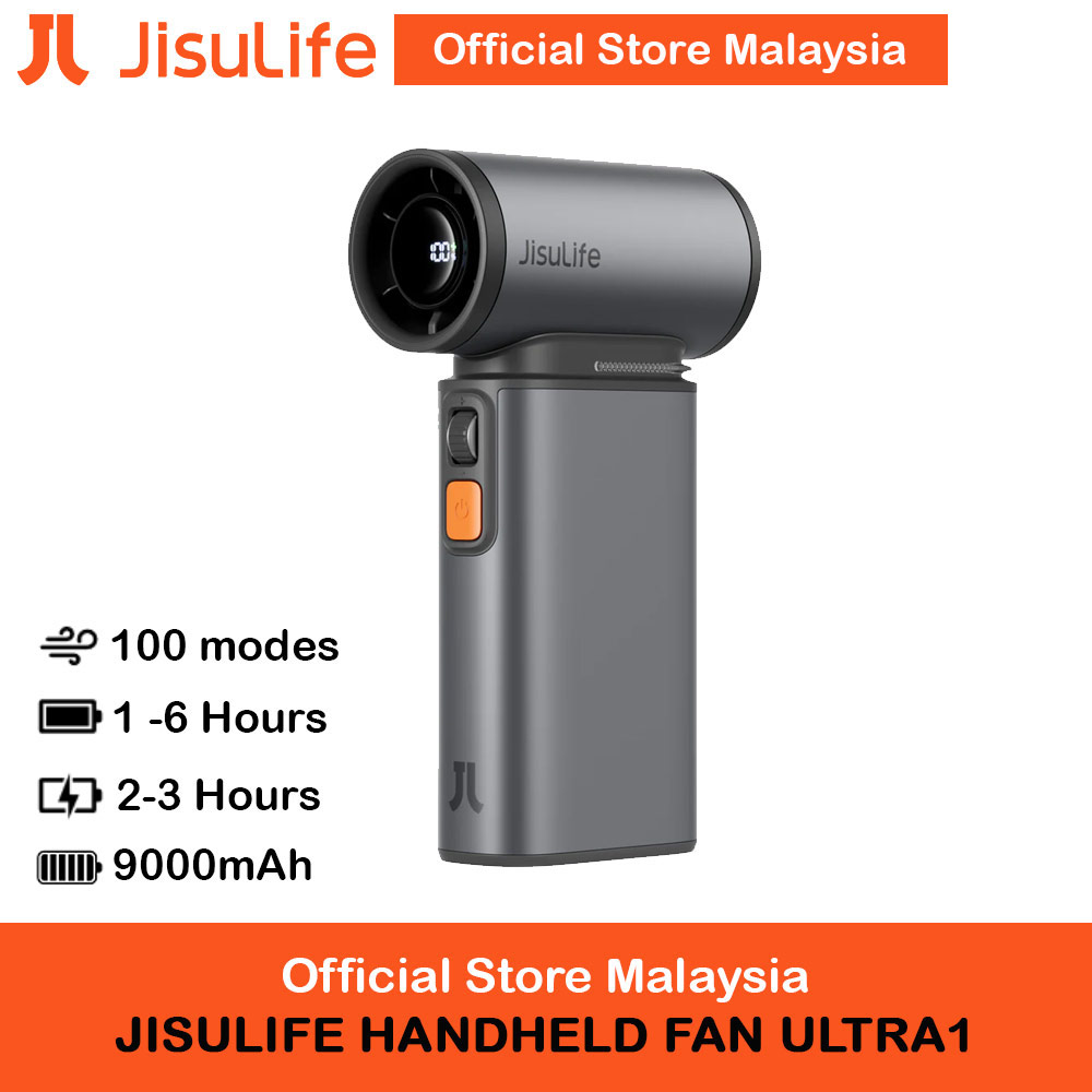 Picture of Jisulife Super Power 100 Speed Ultra Ultra1 Turbo Strong Wind Portable Fast Charge Rechargeble 9000mAh Hidden Blade High Quality Handheld Mini Fan As Hair Dryer for Outdoor Indoor Badminton Court Concert Picnic Camping FA55 (Dark Grey) Red Design- Red Design Cases, Red Design Covers, iPad Cases and a wide selection of Red Design Accessories in Malaysia, Sabah, Sarawak and Singapore 