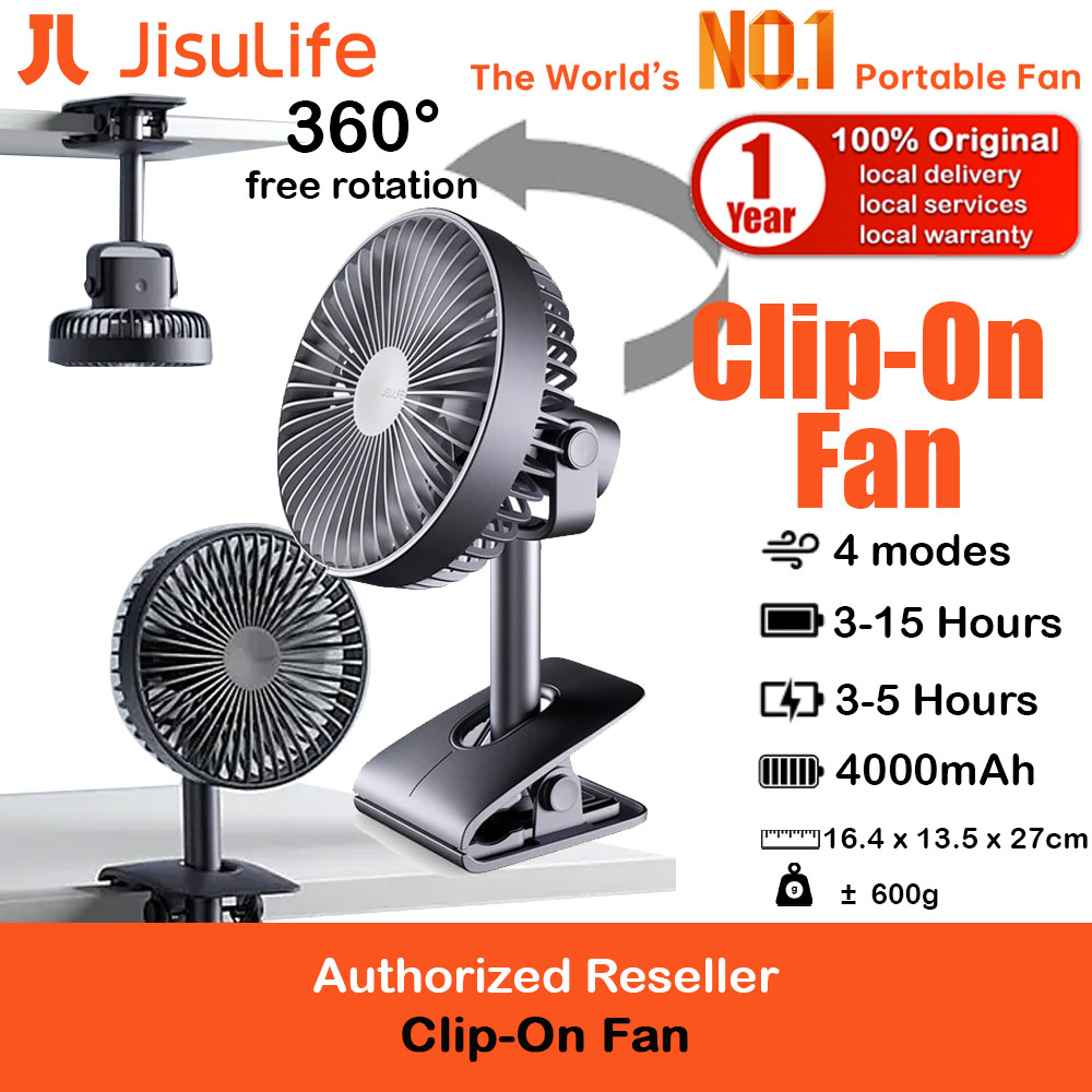 Picture of JISULIFE Clip On  Desk Fan Portable Desktop Fan 4000mAh USB-C Rechargeable for Office Room Travel Outdoor Indoor FA7B (Navy) Red Design- Red Design Cases, Red Design Covers, iPad Cases and a wide selection of Red Design Accessories in Malaysia, Sabah, Sarawak and Singapore 