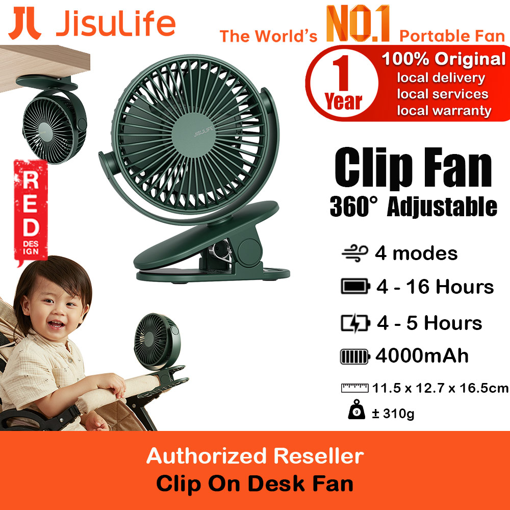 Picture of Jisulife Child Safe Low Noise Removeable Washable 360 Rotatable 4 Speed Mode Desktop Hang Clip Fan Rechargeable 4000mAh For Home Office Outdoor Travel Portable Children Baby Stroller FA29A (Green) Red Design- Red Design Cases, Red Design Covers, iPad Cases and a wide selection of Red Design Accessories in Malaysia, Sabah, Sarawak and Singapore 