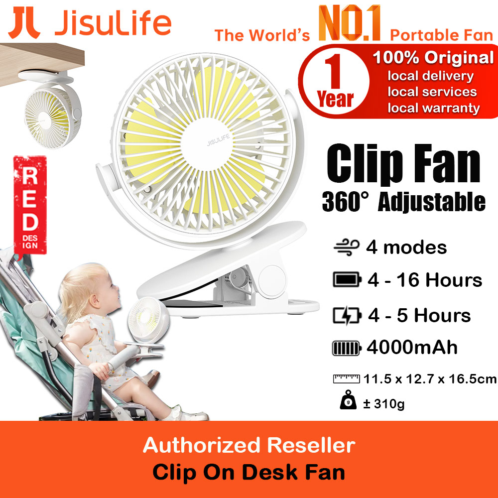 Picture of Jisulife Child Safe Low Noise Removeable Washable 360 Rotatable 4 Speed Mode Desktop Hang Clip Fan Rechargeable 4000mAh For Home Office Outdoor Travel Portable Children Baby Stroller FA29A (White) Red Design- Red Design Cases, Red Design Covers, iPad Cases and a wide selection of Red Design Accessories in Malaysia, Sabah, Sarawak and Singapore 