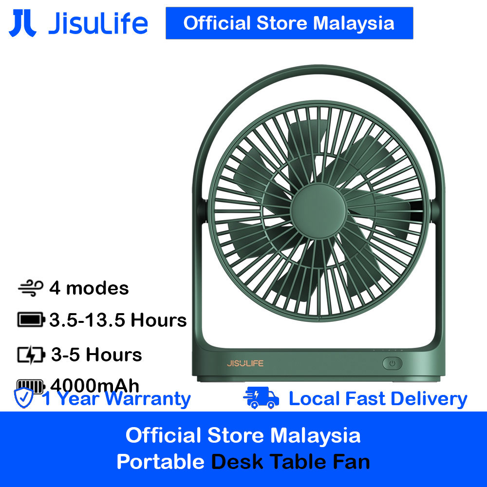 Picture of JISULIFE Malaysia Desk Fan Small Portable Desktop Fan Strong Airflow Ultra Quiet 4000mAh USB Rechargeable Electric Table Fan for Office Room Travel Outdoor Indoor Picnic Camping (Green) Red Design- Red Design Cases, Red Design Covers, iPad Cases and a wide selection of Red Design Accessories in Malaysia, Sabah, Sarawak and Singapore 