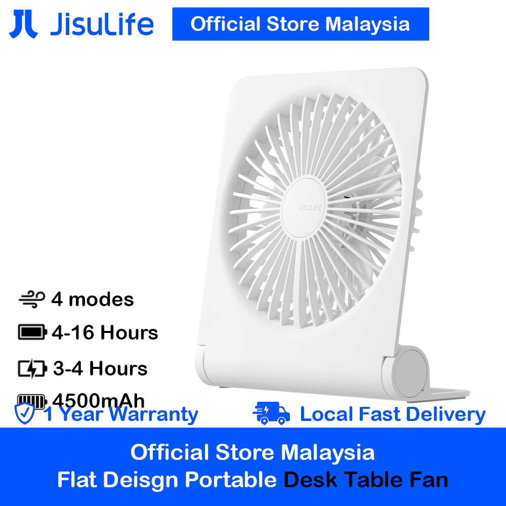 Picture of Jisulife Malaysia Ultra Slim Table Fan Lite Strong Air Flow 4 Speed Wind Portable Rechargeable 4500mAh Desktop Fan For Home Office Outdoor Travel (White) Red Design- Red Design Cases, Red Design Covers, iPad Cases and a wide selection of Red Design Accessories in Malaysia, Sabah, Sarawak and Singapore 