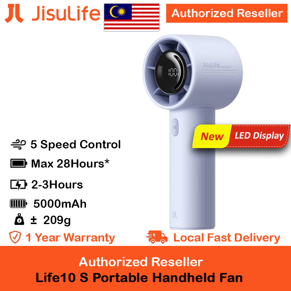 Picture of Jisulife Life 10S Portable Handheld Fan 5 Speed Mode LED Display Easy Carry Turbo Wind Speed Fan Kipas Jisulife (Blue) Red Design- Red Design Cases, Red Design Covers, iPad Cases and a wide selection of Red Design Accessories in Malaysia, Sabah, Sarawak and Singapore 
