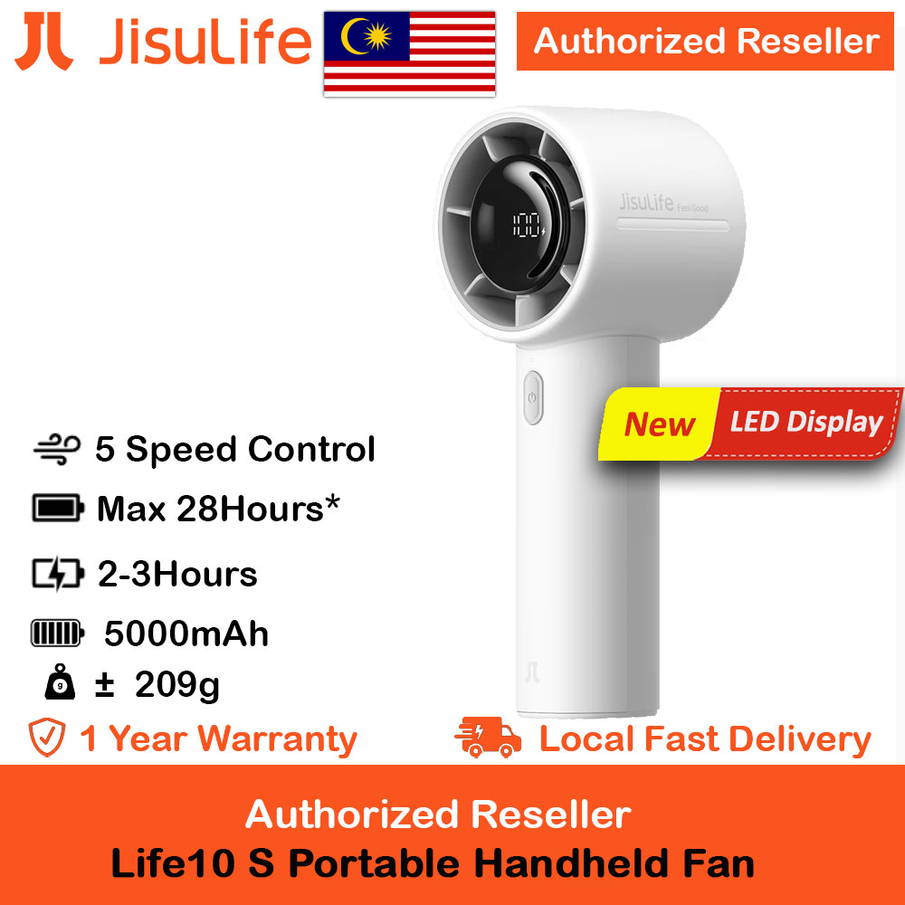 Picture of Jisulife Life 10S Portable Handheld Fan 5 Speed Mode LED Display Easy Carry Turbo Wind Speed Fan Kipas Jisulife (Gray) Red Design- Red Design Cases, Red Design Covers, iPad Cases and a wide selection of Red Design Accessories in Malaysia, Sabah, Sarawak and Singapore 