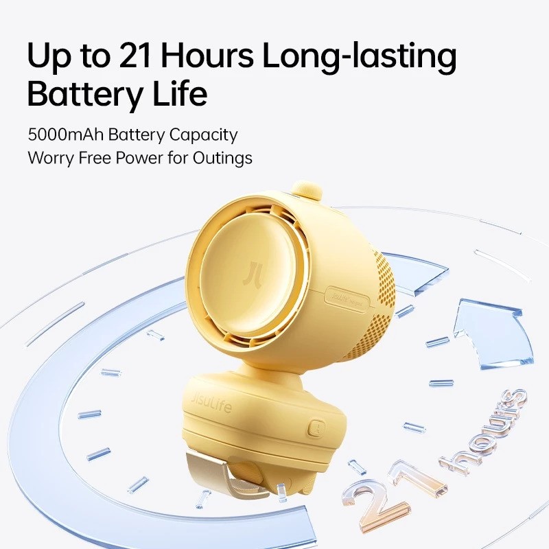 Picture of JisuLife Stroller Fan3 Air Purifying Purifier Baby Fan Clip Fan 100 Speed Levels Max 21-Hour Runtime Ultra Quiet (Yellow)